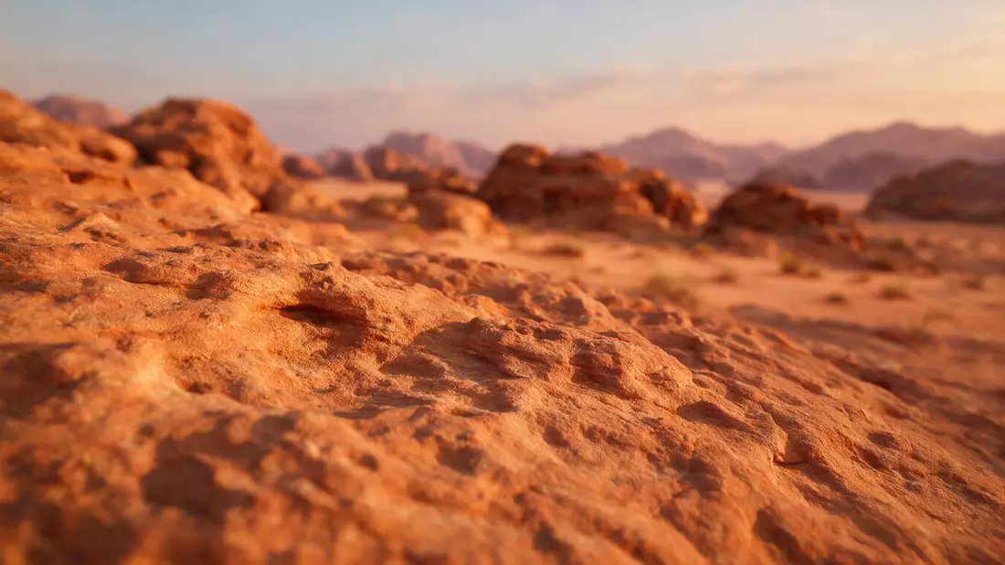 Makroaufnahme eines Materialdetails am Wahrzeichen Wadi Rum, Aqaba Jordanien