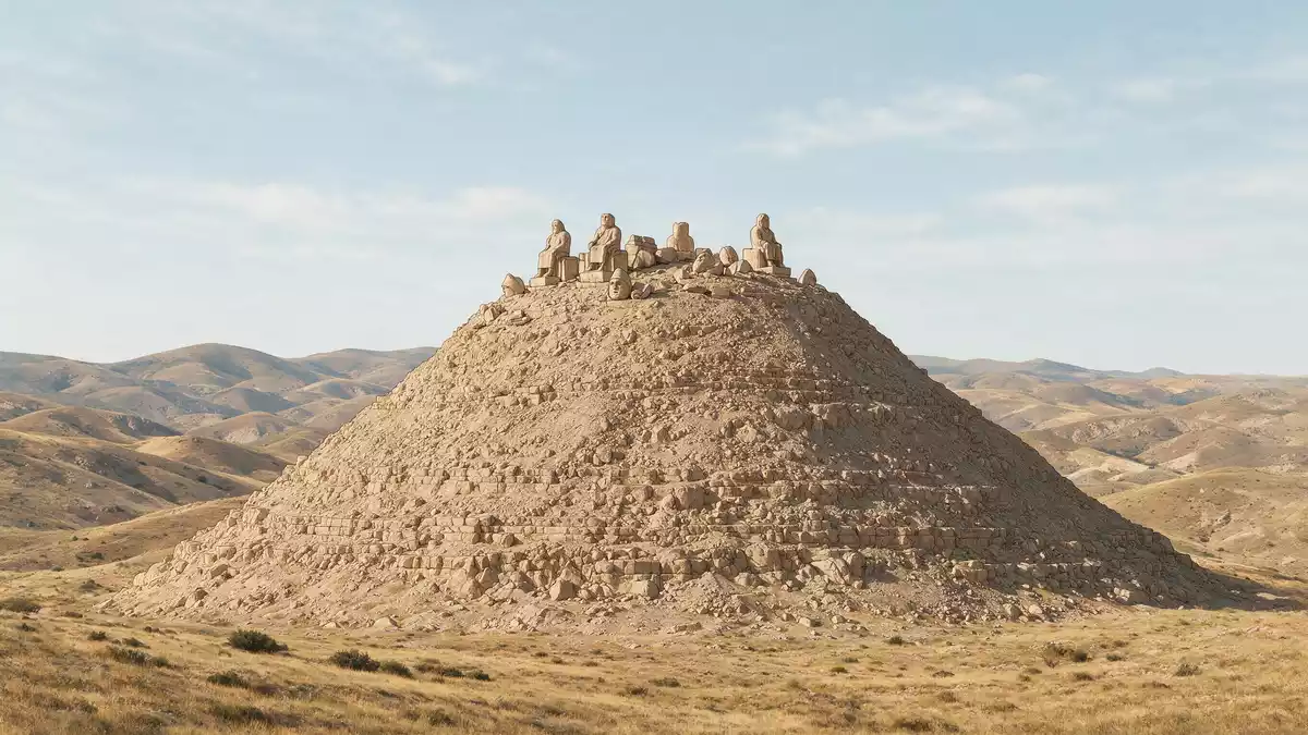 Architektur-Render von Nemrut Dagi in Adiyaman, Türkei bei Tageslicht
