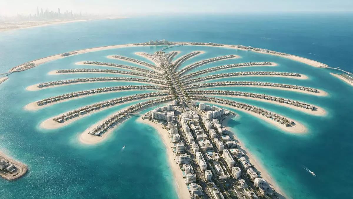 Architektur-Render von Palm Jumeirah in Dubai, VAE bei Tageslicht