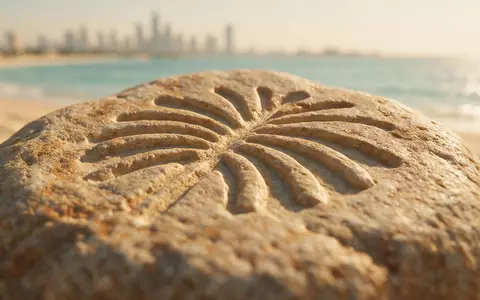 Extreme Makroaufnahme eines Materialdetails am Wahrzeichen Palm Jumeirah in Dubai VAE, taktile Struktur und weiches - Foto: THN