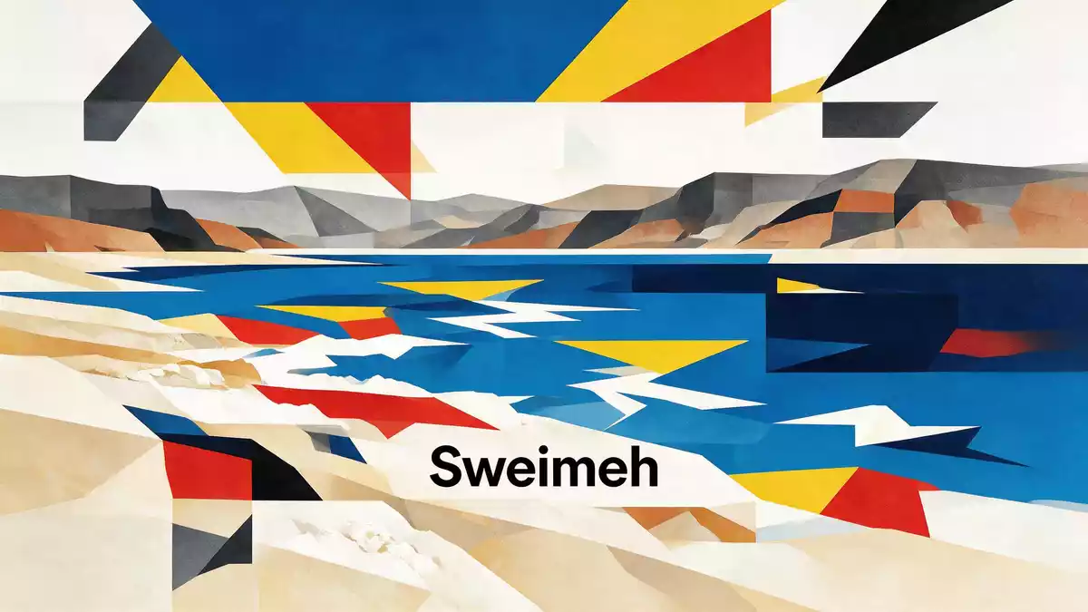 Bauhaus-Poster als Abstraktion von Totes Meer Jordanien in Sweimeh, Jordanien