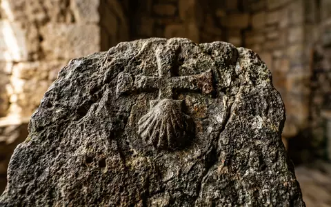 Extreme Makroaufnahme eines Materialdetails am Wahrzeichen Rocamadour in Rocamadour Frankreich, taktile Struktur und weiches Seitenlicht - Foto: THN