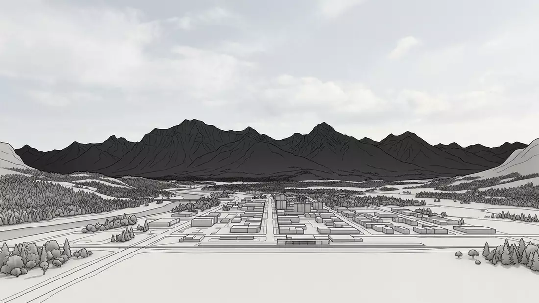 Architektur-Render von Jasper-Nationalpark in Jasper, Kanada bei Tageslicht