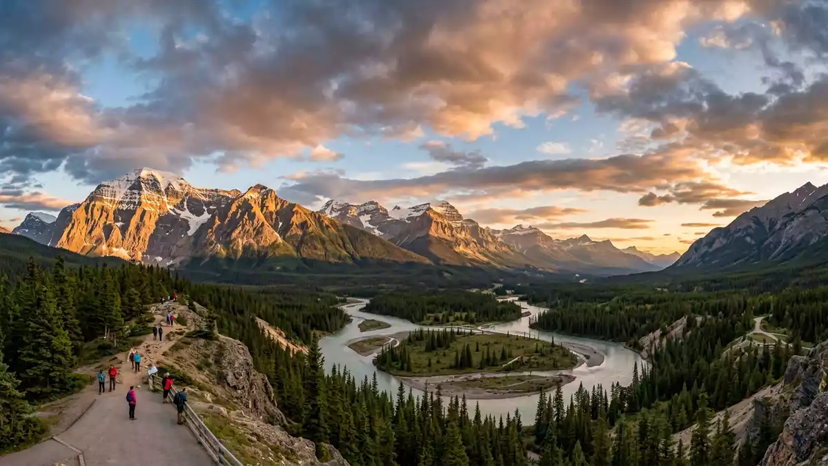 Fotorealistische Ansicht von Jasper-Nationalpark in Jasper, Kanada im Abendlicht