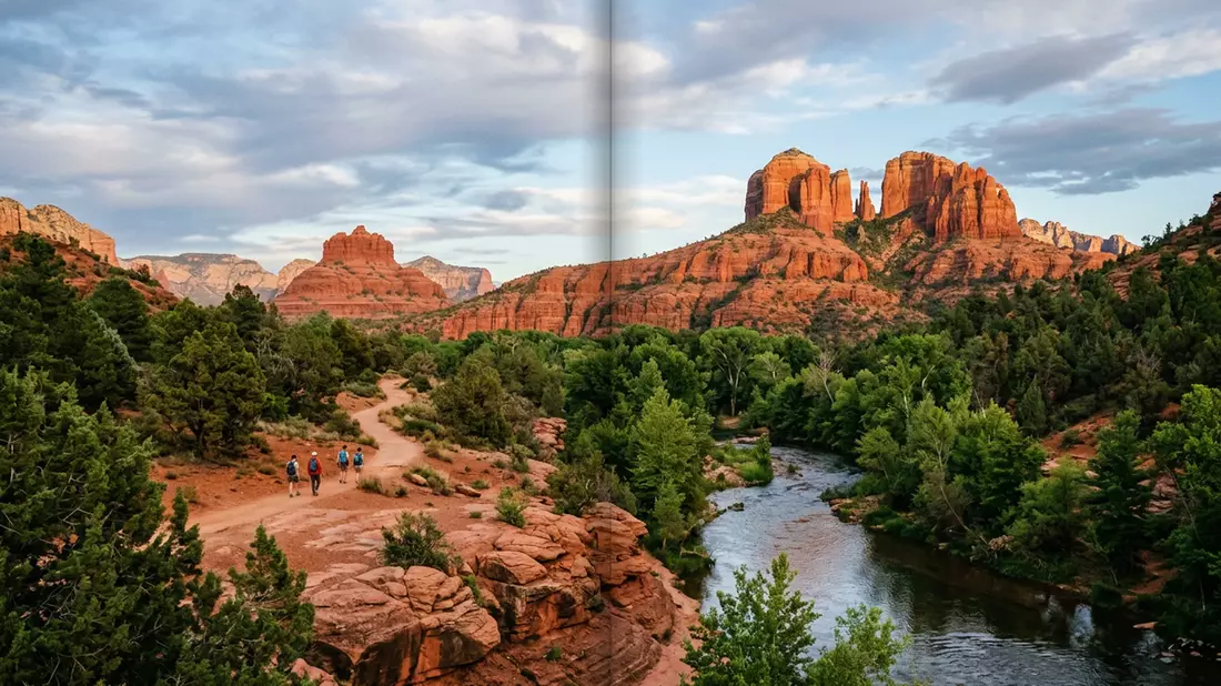 Editorial-Reisemagazinbild vom Wahrzeichen Sedona Red Rocks in Sedona, USA