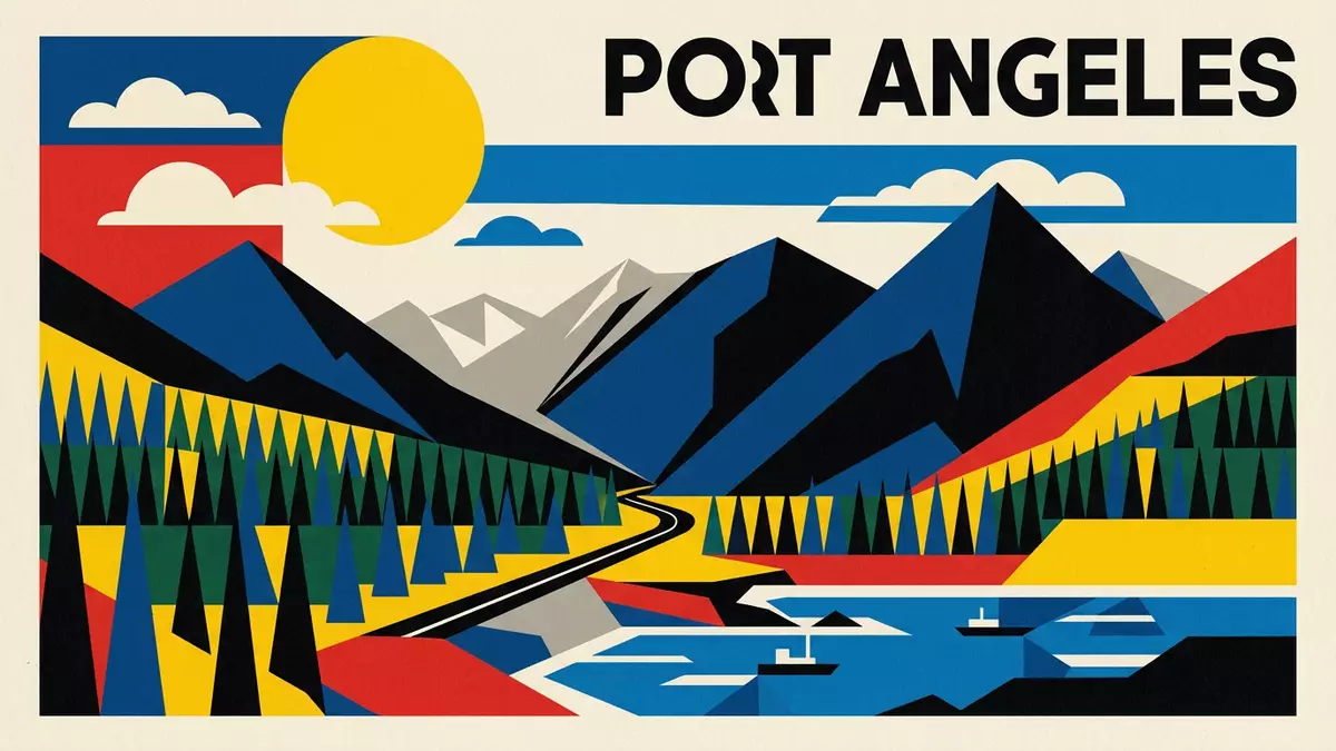 Bauhaus-Poster als Abstraktion von Olympic-Nationalpark in Port Angeles, USA
