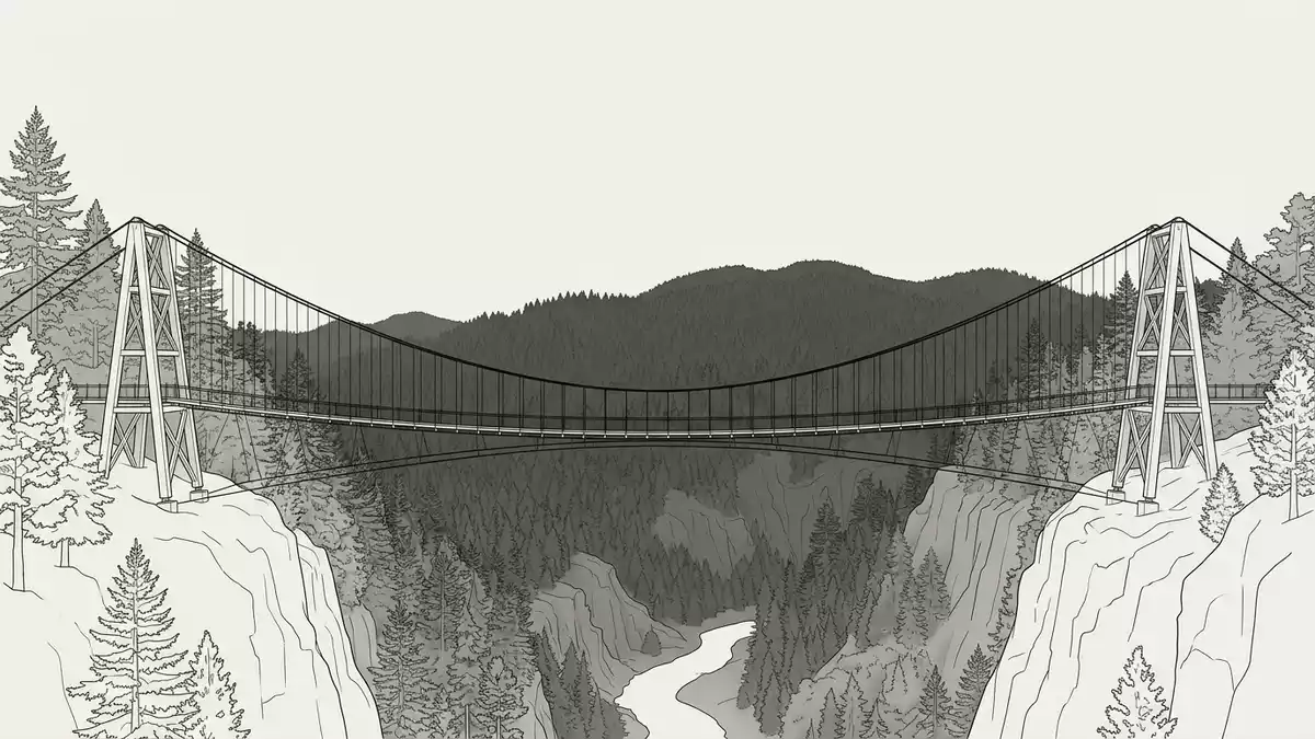 Architektur-Render von Capilano Suspension Bridge in North Vancouver, Kanada bei Tageslicht