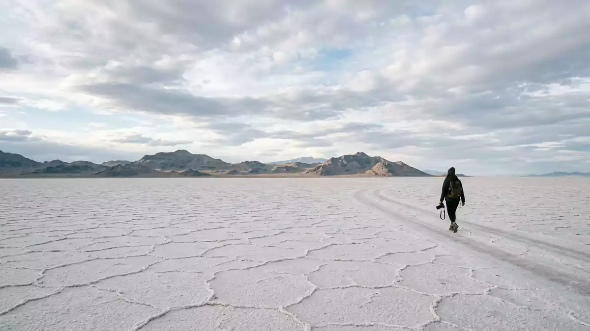 Editorial-Reisemagazinbild vom Wahrzeichen Bonneville Salt Flats in Wendover, USA