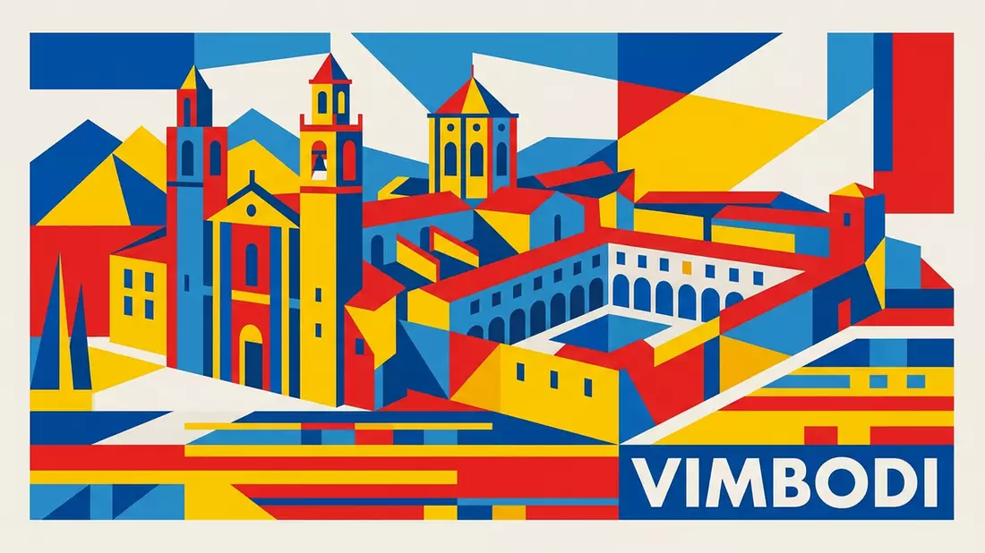 Bauhaus-Poster als Abstraktion von Kloster Poblet in Vimbodi, Spanien