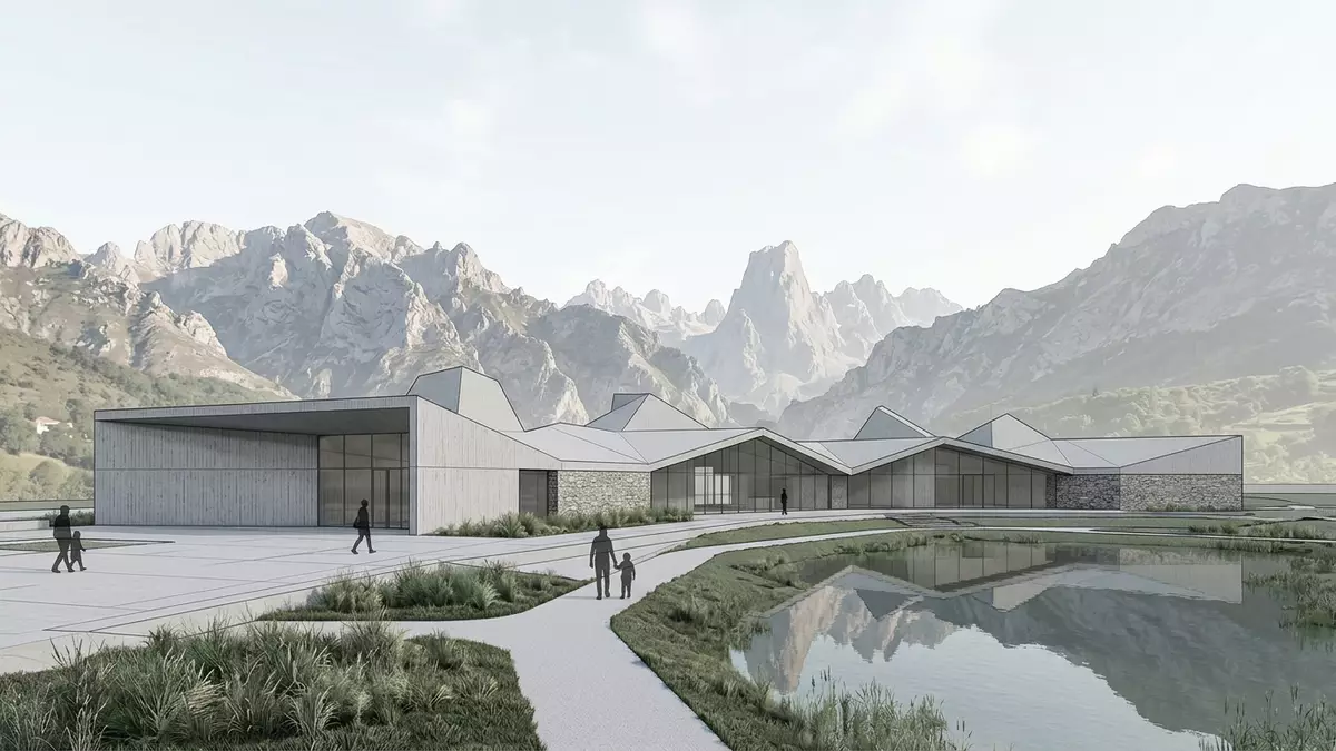 Architektur-Render von Picos de Europa in Cangas de Onis, Spanien bei Tageslicht