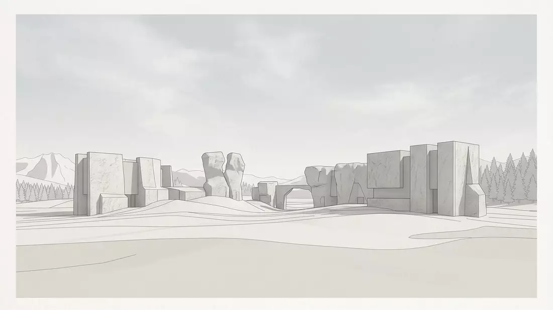 Architektur-Render von Ciudad Encantada Cuenca in Cuenca, Spanien bei Tageslicht