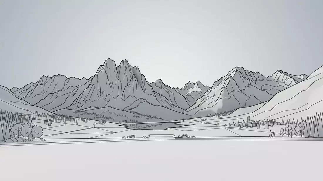 Architektur-Render von Nationalpark Aiguestortes in Boi, Spanien bei Tageslicht