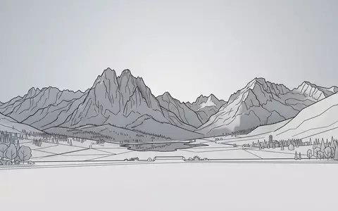 Moderner Architektur-Render zeigt Silhouette von Nationalpark Aiguestortes in Boi Spanien, klare Linien und neutrales Tageslicht - Foto: THN