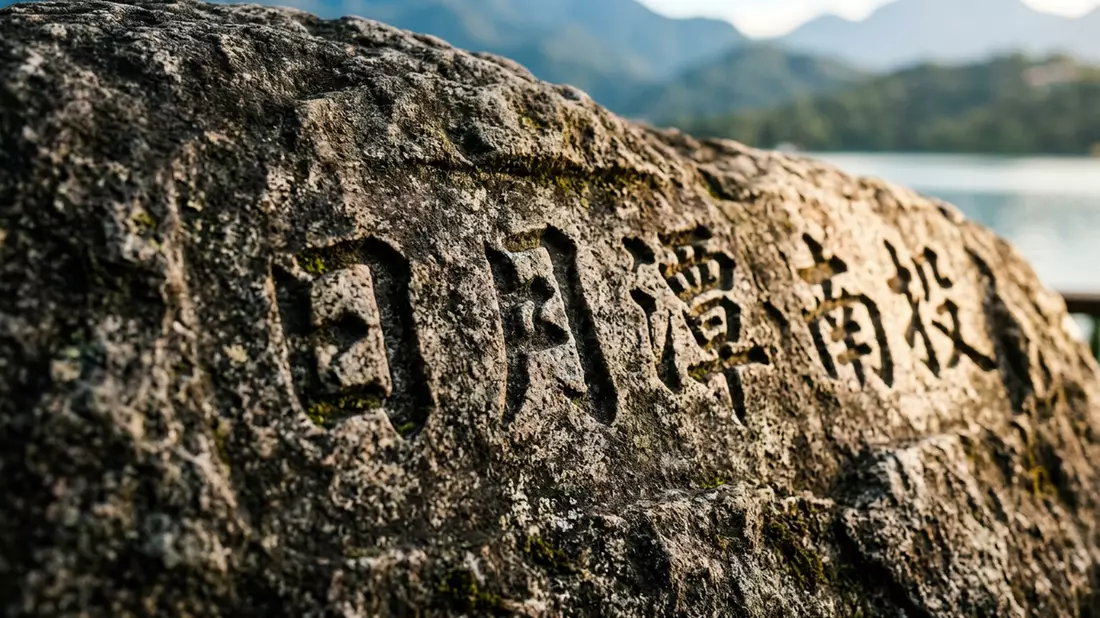 Makroaufnahme eines Materialdetails am Wahrzeichen Sonne-Mond-See, Nantou Taiwan