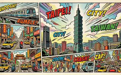 Pop-Art-Comicillustration des Wahrzeichens Taipei 101 in Taipeh Taiwan, kraeftige Konturen Rasterpunkte und satte Farben - Foto: THN