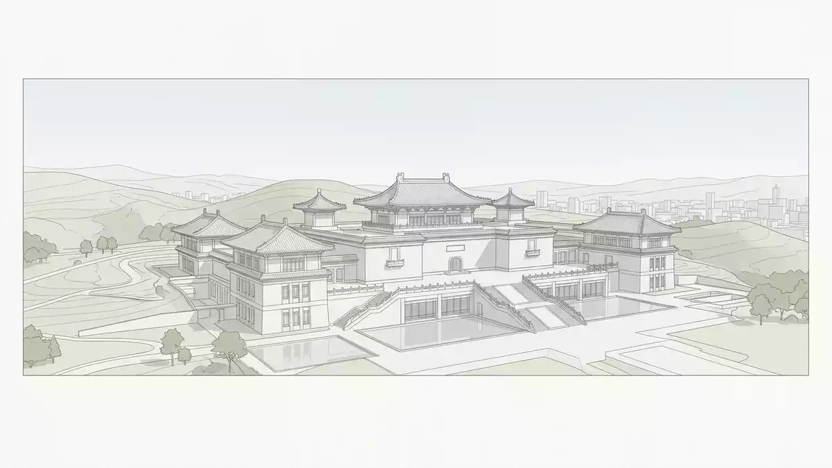 Architektur-Render von Nationales Palastmuseum Taipeh in Taipeh, Taiwan bei Tageslicht