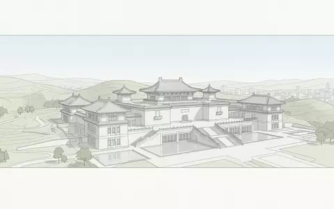Moderner Architektur-Render zeigt Silhouette von Nationales Palastmuseum Taipeh in Taipeh Taiwan, klare Linien und neutrales - Foto: THN