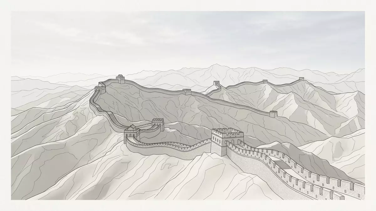 Architektur-Render von Große Mauer von China in Peking, China bei Tageslicht