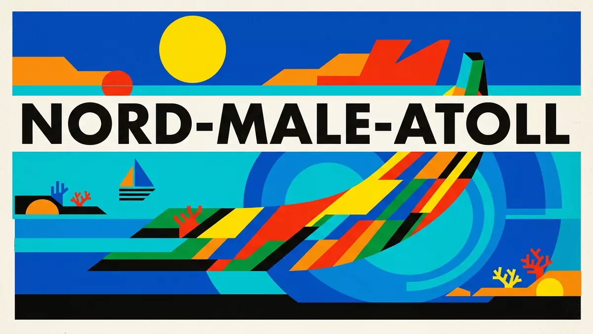Bauhaus-Poster als Abstraktion von Banana Reef in Nord-Male-Atoll, Malediven