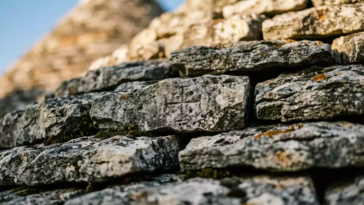 Makroaufnahme eines Materialdetails am Wahrzeichen Trulli von Alberobello, Alberobello Italien