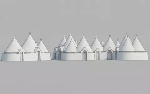 Moderner Architektur-Render zeigt Silhouette von Trulli von Alberobello in Alberobello Italien, klare Linien und neutrales - Foto: THN