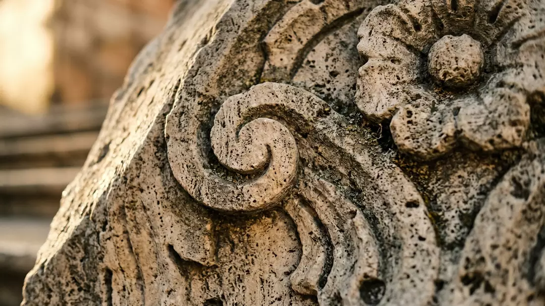 Makroaufnahme eines Materialdetails am Wahrzeichen Spanische Treppe Rom, Rom Italien