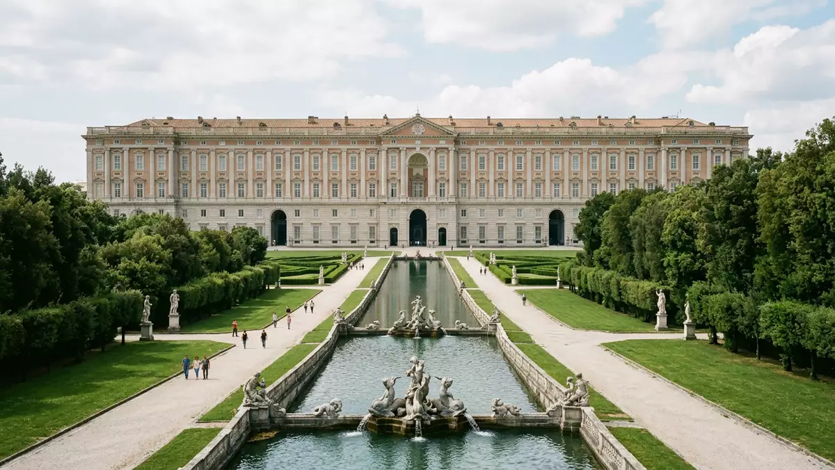 Editorial-Reisemagazinbild vom Wahrzeichen Konigspalast von Caserta in Caserta, Italien