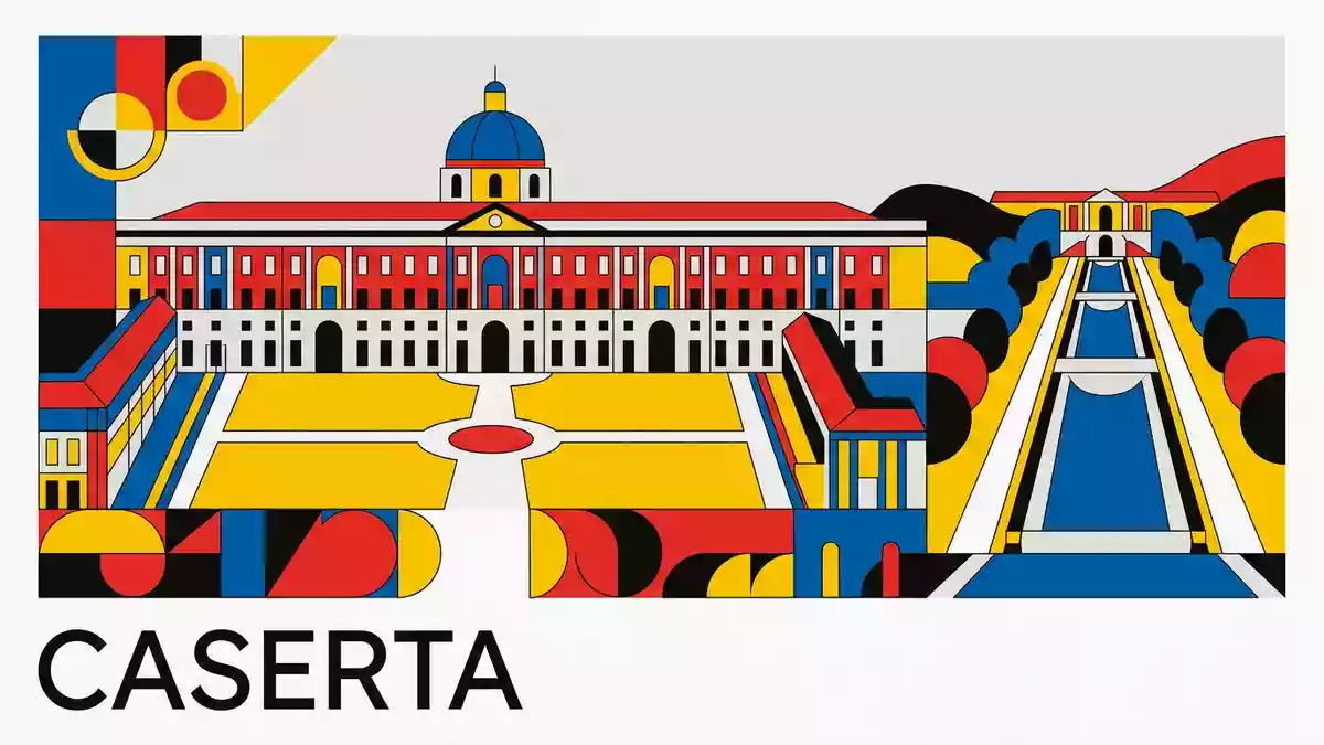 Bauhaus-Poster als Abstraktion von Konigspalast von Caserta in Caserta, Italien