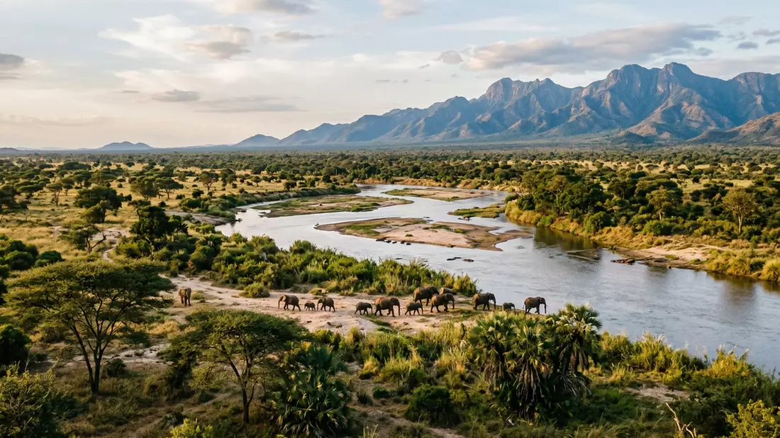 Editorial-Reisemagazinbild vom Wahrzeichen Nyerere-Nationalpark in Morogoro, Tansania