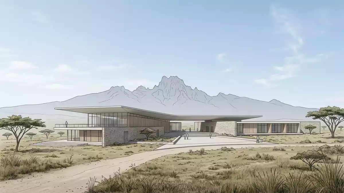 Architektur-Render von Mount-Kenya-Nationalpark in Nanyuki, Kenia bei Tageslicht