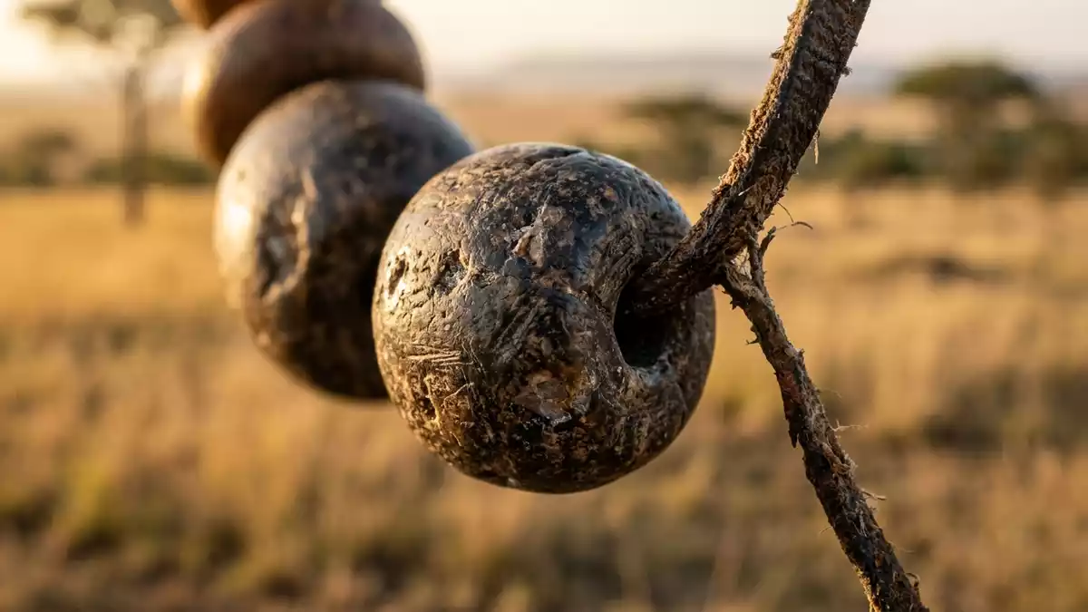 Makroaufnahme eines Materialdetails am Wahrzeichen Maasai Mara, Narok Kenia