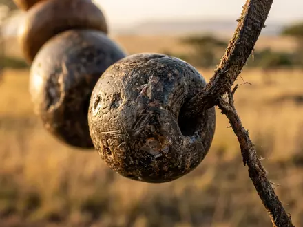 Extreme Makroaufnahme eines Materialdetails am Wahrzeichen Maasai Mara in Narok Kenia, taktile Struktur und weiches - Foto: THN