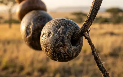 Extreme Makroaufnahme eines Materialdetails am Wahrzeichen Maasai Mara in Narok Kenia, taktile Struktur und weiches - Foto: THN