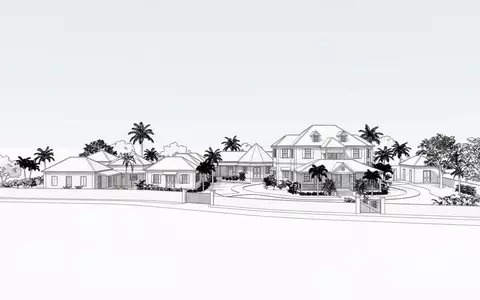 Moderner Architektur-Render zeigt Silhouette von Bob Marley Museum in Kingston Jamaika, klare Linien und neutrales - Foto: THN