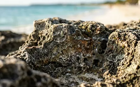 Extreme Makroaufnahme eines Materialdetails am Wahrzeichen Seven Mile Beach in Negril Jamaika, taktile Struktur und - Foto: THN