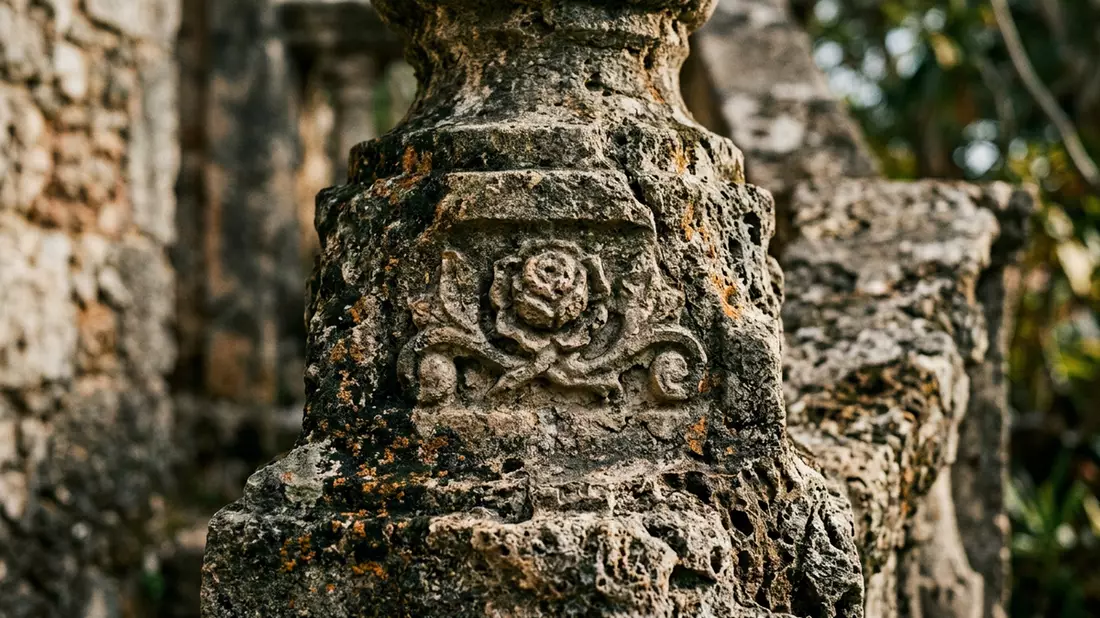 Makroaufnahme eines Materialdetails am Wahrzeichen Rose Hall Great House, Montego Bay Jamaika