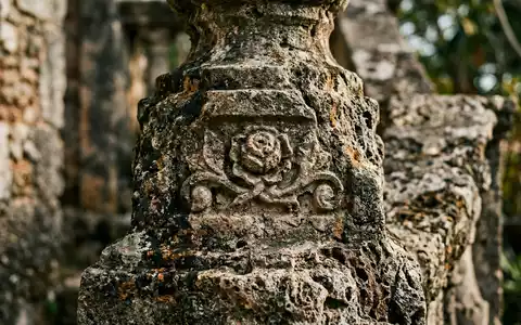 Extreme Makroaufnahme eines Materialdetails am Wahrzeichen Rose Hall Great House in Montego Bay Jamaika, taktile - Foto: THN