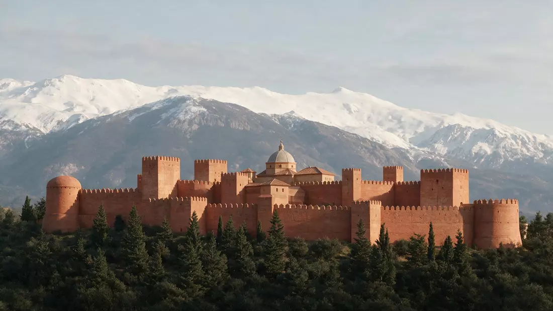 Architektur-Render von Alhambra Granada in Granada, Spanien bei Tageslicht
