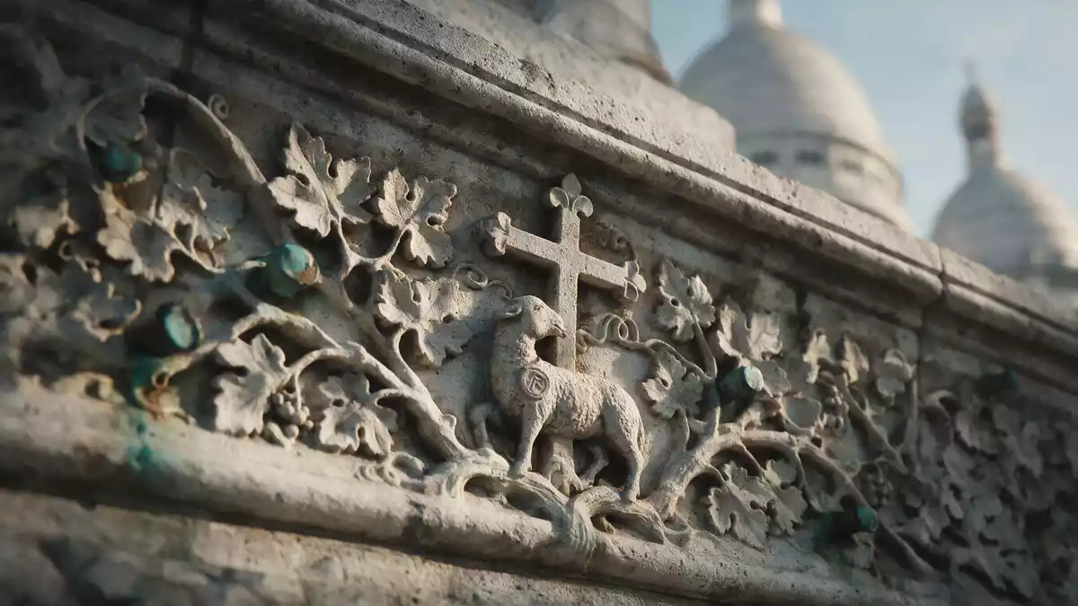 Makroaufnahme eines Materialdetails am Wahrzeichen Sacre-Coeur Paris, Paris Frankreich