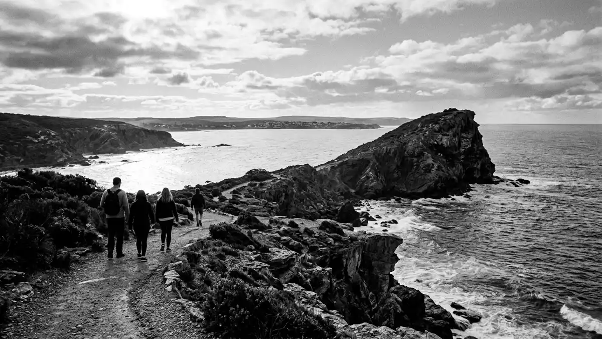 Schwarzweiss-Reportage vom Wahrzeichen Kangaroo Island in Kingscote, Australien