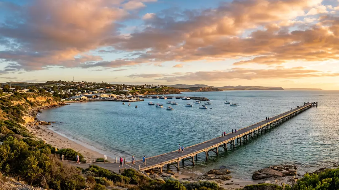 Fotorealistische Ansicht von Kangaroo Island in Kingscote, Australien im Abendlicht