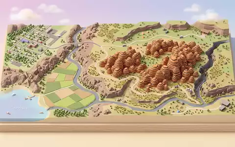 Isometrisches Diorama von Purnululu-Nationalpark und Umgebung in Kununurra Australien, verspielte Low-Poly-Kulisse in Pastellfarben - Foto: THN