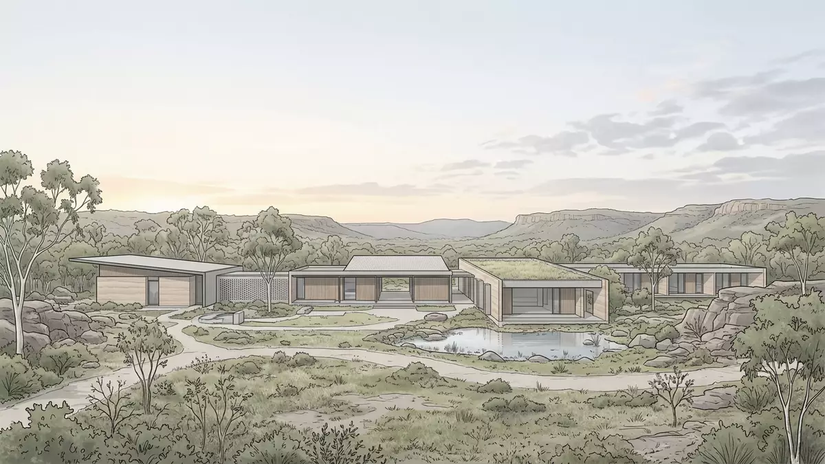 Architektur-Render von Kakadu-Nationalpark in Jabiru, Australien bei Tageslicht