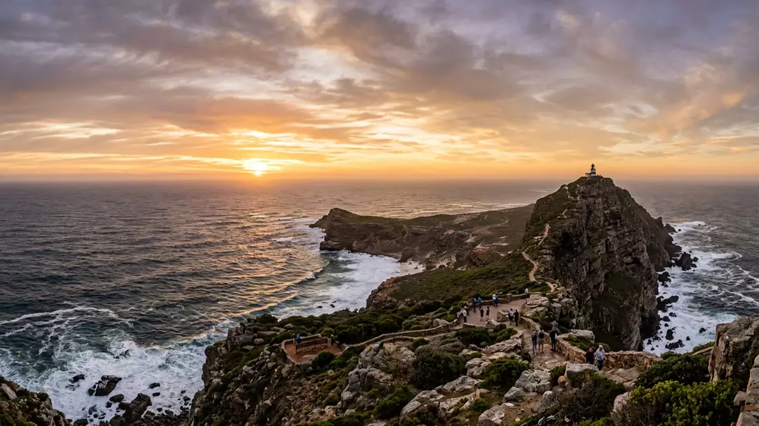 Fotorealistische Ansicht von Kap der Guten Hoffnung in Kapstadt, Sudafrika im Abendlicht