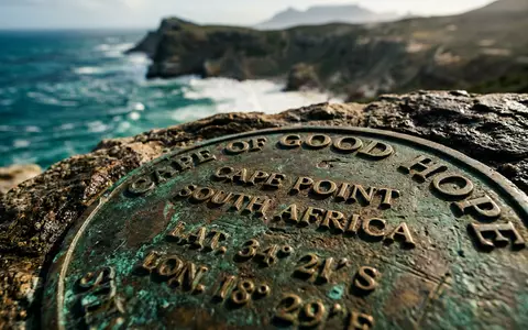 Extreme Makroaufnahme eines Materialdetails am Wahrzeichen Kap der Guten Hoffnung in Kapstadt Sudafrika, taktile Struktur - Foto: THN