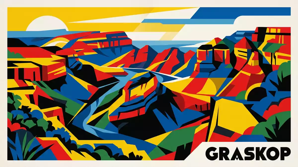Bauhaus-Poster als Abstraktion von Blyde River Canyon in Graskop, Sudafrika