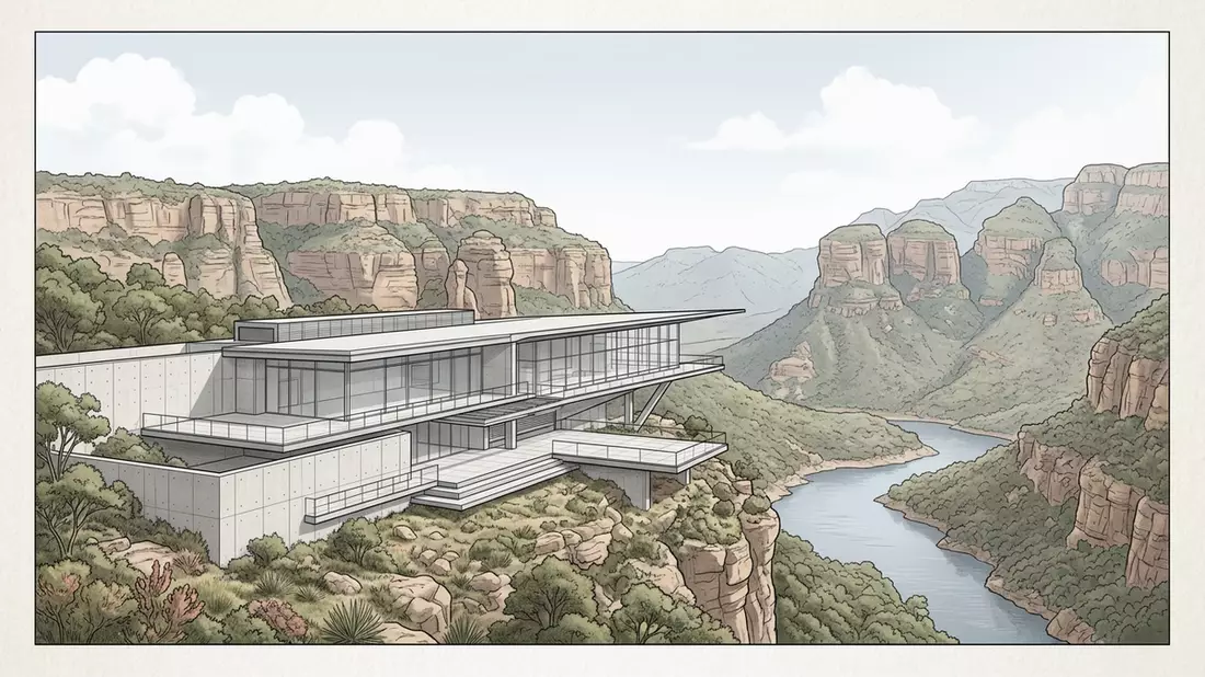 Architektur-Render von Blyde River Canyon in Graskop, Sudafrika bei Tageslicht