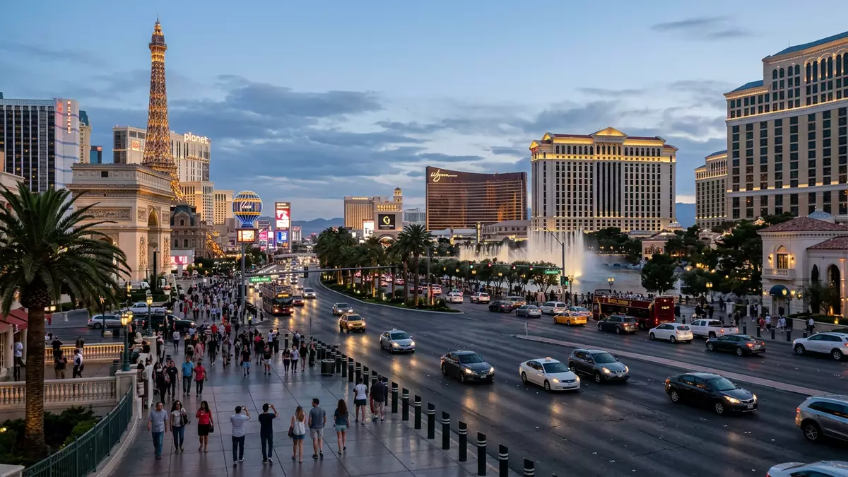 Editorial-Reisemagazinbild vom Wahrzeichen Las Vegas Strip in Las Vegas, USA