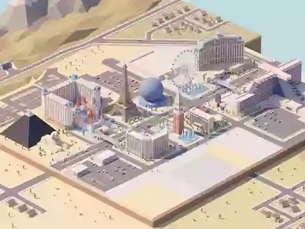 Isometrisches Diorama von Las Vegas Strip und Umgebung in Las Vegas USA, verspielte Low-Poly-Kulisse in - Foto: THN