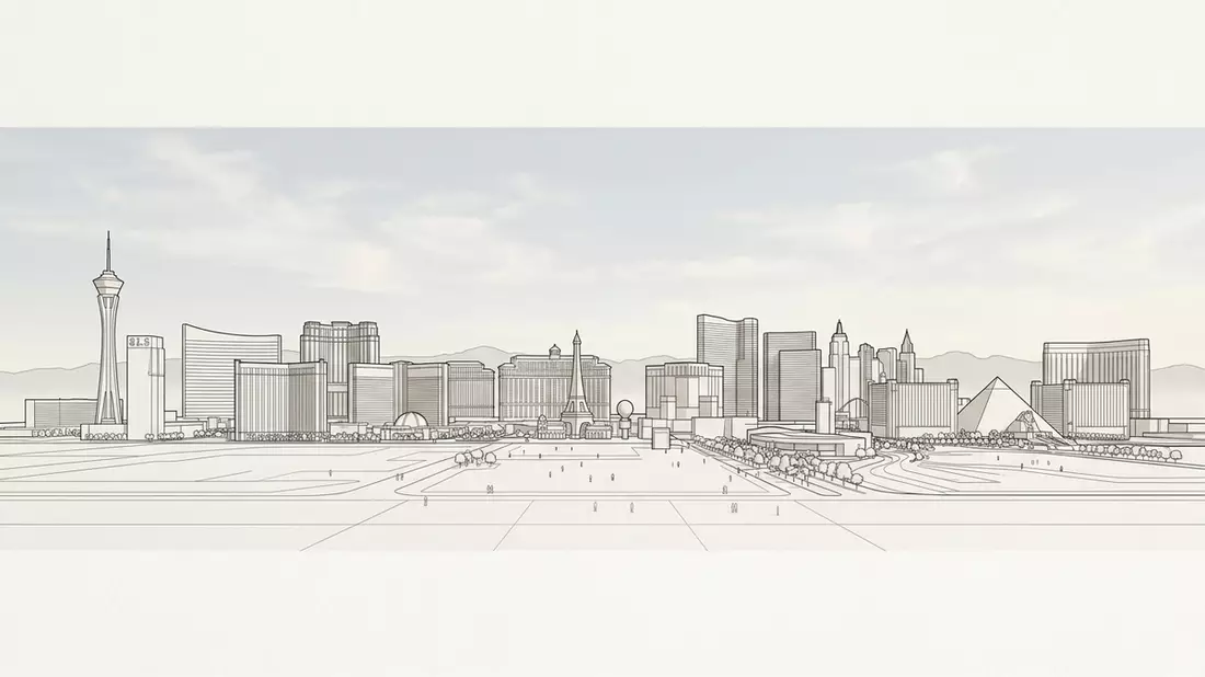 Architektur-Render von Las Vegas Strip in Las Vegas, USA bei Tageslicht